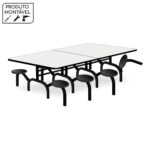 Mesa p/ Refeitório ESCAMOTEÁVEL 08 Lugares – MDP BRANCO DE 25 MM 50047 JL CADEIRAS 6