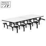 Mesa p/ Refeitório ESCAMOTEÁVEL 10 Lugares – MDP BRANCO DE 25 MM 50048 JL CADEIRAS 6