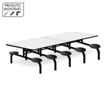 Mesa p/ Refeitório Fixo 10 Lugares MDP BRANCO DE 25 MM 50046 JL CADEIRAS