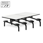 Mesa para Refeitório 8 Lugares MDP Branco de 25 mm FIXO – 50045 JL CADEIRAS 6