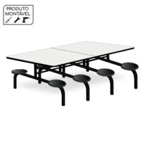 Mesa para Refeitório 8 Lugares MDP Branco de 25 mm FIXO – 50045 JL CADEIRAS