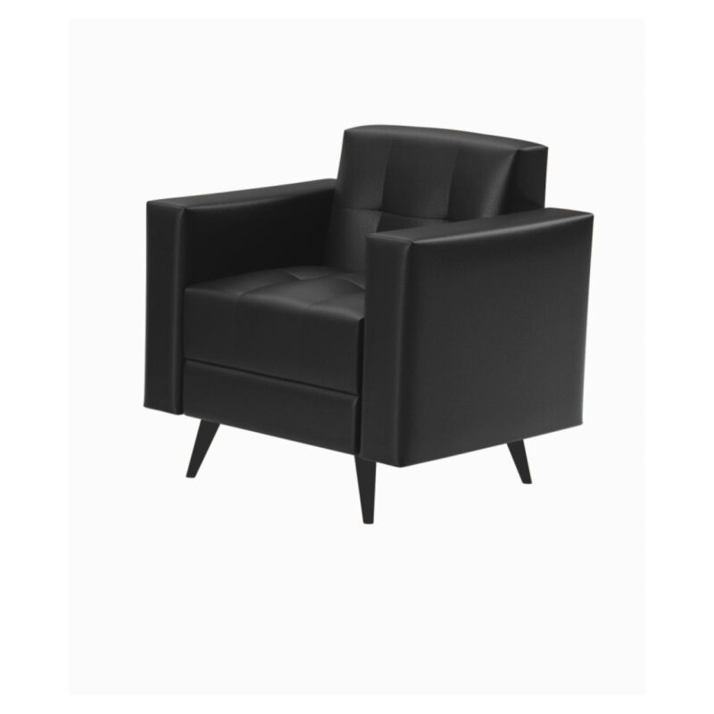 Poltrona para Escritório Roma 01 Lugar – Corino – Cor Preto – 60040 JL CADEIRAS