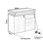 Mesa Escritório em “L” – 1,50×1,50m (Extensível) – com Armário Misto (03 Gav.) NOGAL/SEVILHA – 20603 JL CADEIRAS 8