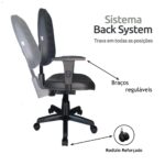 Cadeira Diretorzinha Back System Costurado C/ Braços Reguláveis – Cor Preto 32996 JL CADEIRAS 8