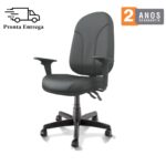 Cadeira Presidente PLUS BACK SYSTEM Baixa Costurada c/ Braços Reguláveis – Corino Preto 32974 JL CADEIRAS 10