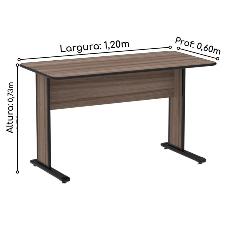 Mesa Escritório 1,20×0,60m s/ gavetas – Cor Walnut 44095 JL CADEIRAS 2