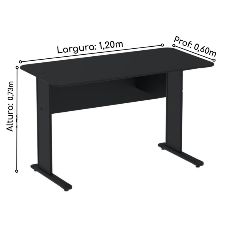 Mesa Escritório 1,20×0,60m s/ Gavetas – Cor Preto 44089 JL CADEIRAS 2