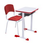 Kit Escolar Individual VERMELHO – (Mesa e Cadeira) – ADULTO – MADEIRA – COR VERMELHO – 40096 JL CADEIRAS 5