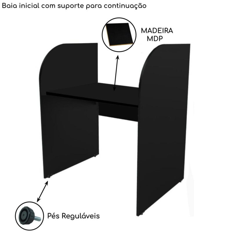 Baia INICIAL para Atendimento 1,20×0,80×0,60mPRETA/PRETA – 24015 JL CADEIRAS 3