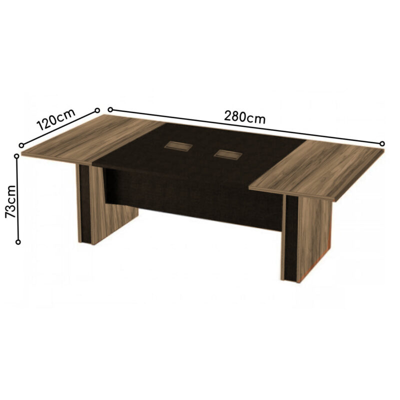 Mesa de Reunião Diretoria – 2,80X1,20m NOGAL SEVILHA/PRETO – 22013 JL CADEIRAS 4