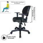 Cadeira Executiva Back System COSTURADA com Braços Reguláveis – Cor Preta – 31008 JL CADEIRAS 10