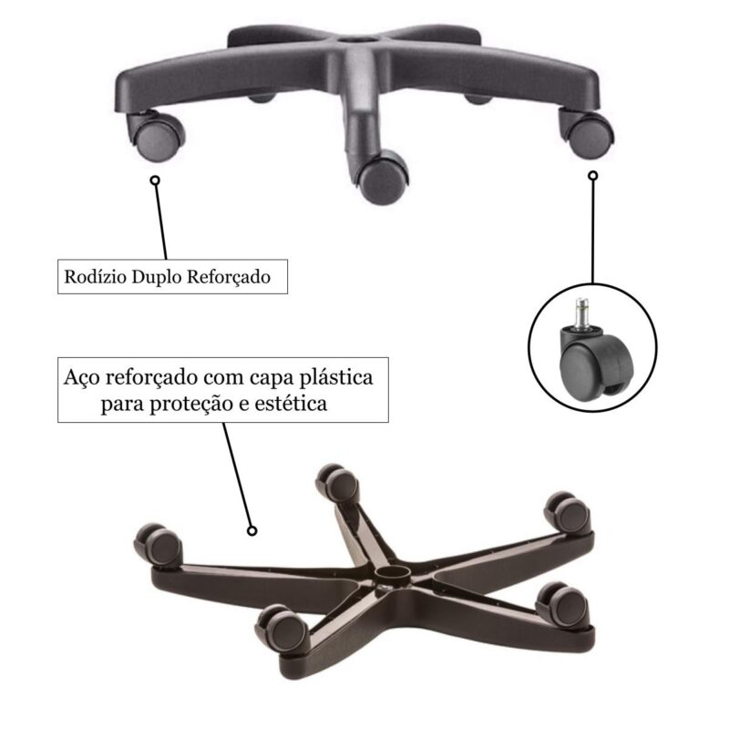 Cadeira Executiva Back System COSTURADA com Braços Reguláveis – Cor Preta – 31008 JL CADEIRAS 5