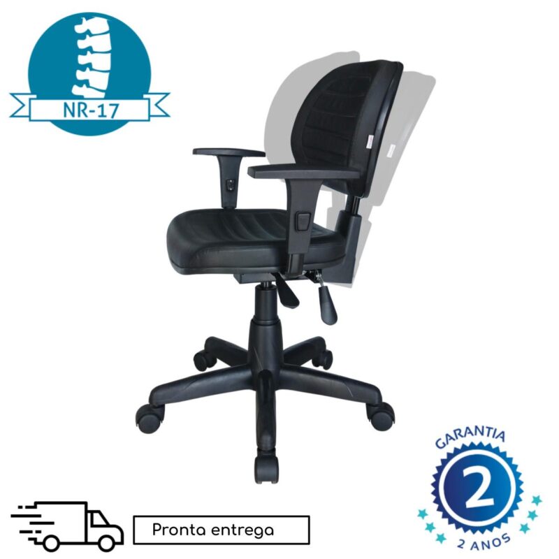 Cadeira Executiva Back System COSTURADA com Braços Reguláveis – Cor Preta – 31008 JL CADEIRAS 4