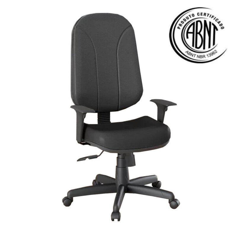 Cadeira de Escritório Presidente PLUS com Braços Reguláveis – CORINO PRETO 32975 JL CADEIRAS 2