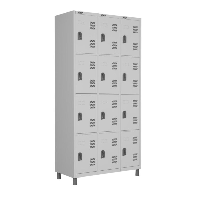 Roupeiro LOCKER de Aço c/ 12 Portas PEQUENAS – 1,90×0,96×0,40m – CZ/CZ – W3 – 11018 JL CADEIRAS