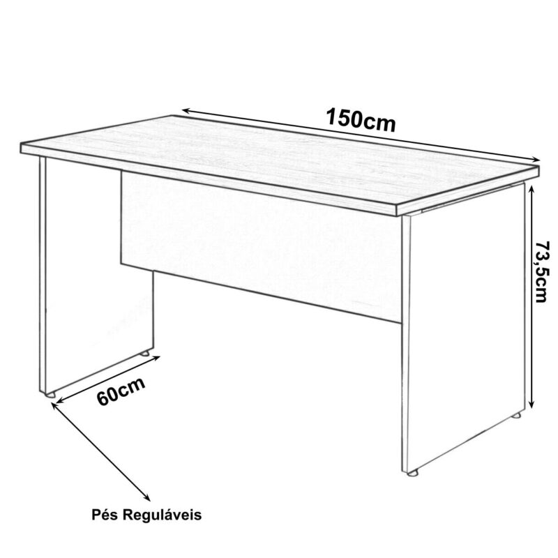 Mesa Escritório 1,50×0,60m – S/ Gavetas MARSALA / PRETO – 23472 JL CADEIRAS 2