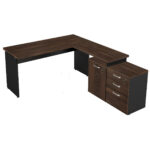 Mesa Escritório em “L” – 1,50×1,50m (Extensível) – com Armário Misto (03 Gav.) MARSALA/PRETO – 23482 JL CADEIRAS 6