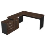 Mesa Escritório em “L” – 1,50×1,50m (Extensível) – com Armário Misto (03 Gav.) MARSALA/PRETO – 23482 JL CADEIRAS 7