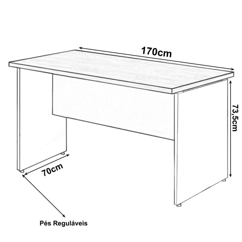 Mesa Escritório 1,70×0,60m – C/ 02 Gavetas MARSALA / PRETO – 23475 JL CADEIRAS 2