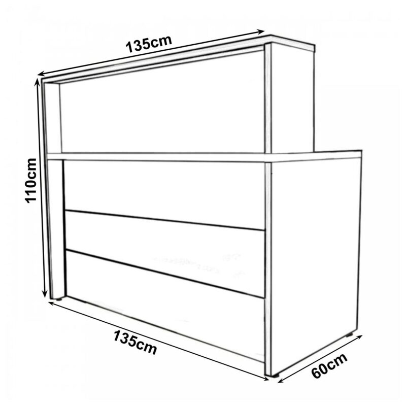 Balcão de Atendimento 1.35×1,13×0,60m – C/ Gavetas MARSALA/PRETO – 63084 JL CADEIRAS 3