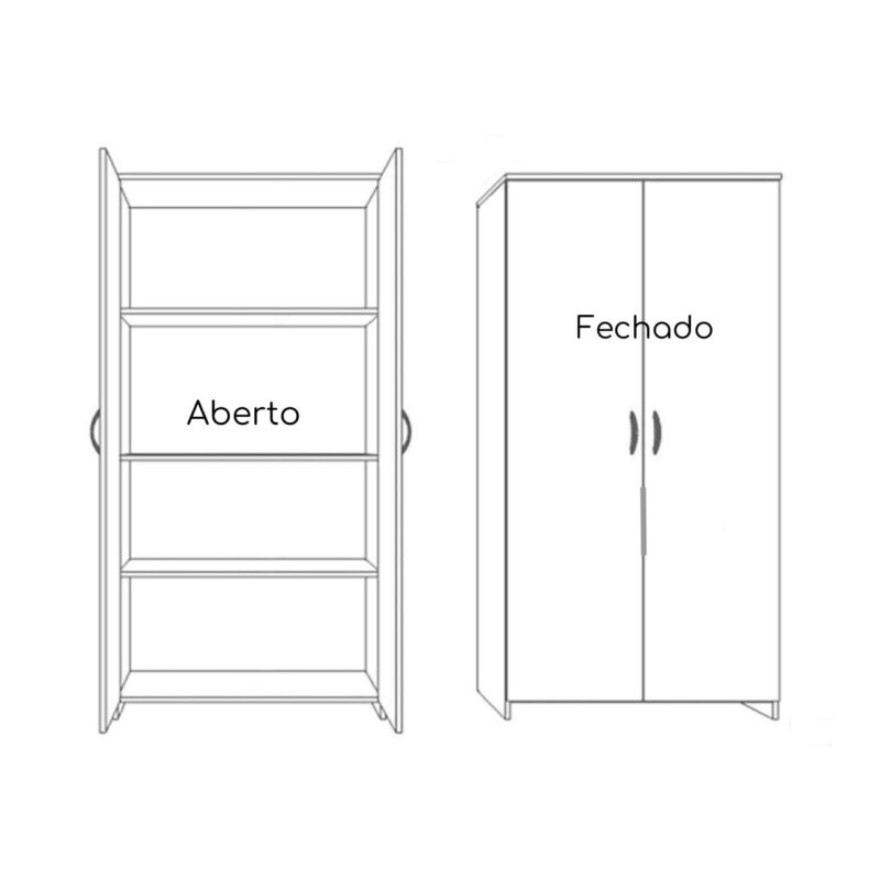 Armário Alto Fechado com 02 Portas – 1,59X0,80X0,42m CINZA/CINZA – 21209 JL CADEIRAS 3