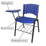 Cadeira Universitária PRANCHETA PLÁSTICA com Porta Livros – Cor Azul 32019 JL CADEIRAS 6