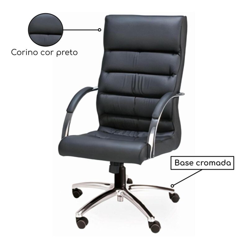 Cadeira Presidente SOFT Giratória Cromada – 32962 JL CADEIRAS 2