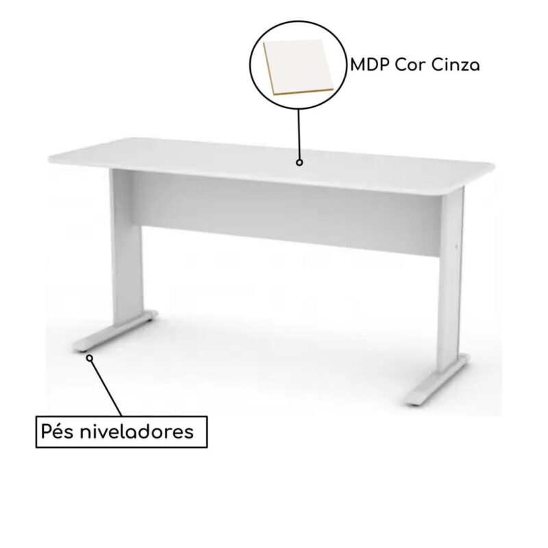 Mesa Escritório 1,20×0,60m – S/ Gavetas CINZA/CINZA – 43083 JL CADEIRAS 2