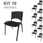 Kit 10 Cadeiras Plásticas 04 pés – COR PRETO – 24001 JL CADEIRAS 5