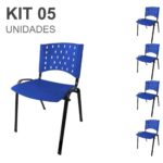 Kit 05 Cadeiras Plásticas 04 pés – COR AZUL – 24002 JL CADEIRAS 5