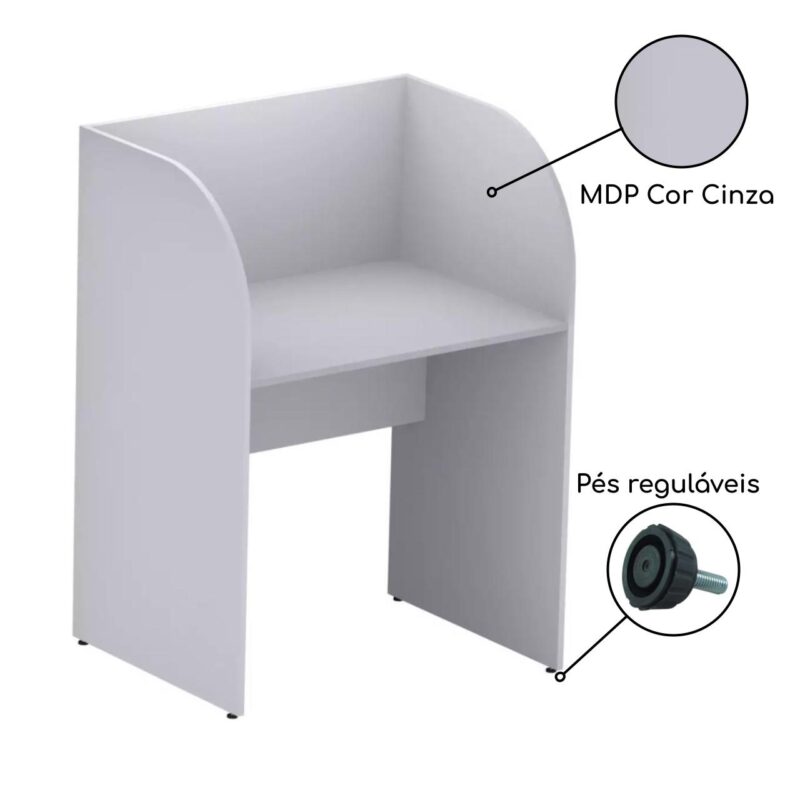 Baia Inicial FECHADA para Atendimento 1,20×0,80×0,60m c/ FUNDOCINZA/CINZA – 24012 JL CADEIRAS 3