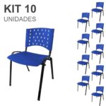 Kit 10 Cadeiras Plásticas 04 pés – COR AZUL – 24003 JL CADEIRAS 5