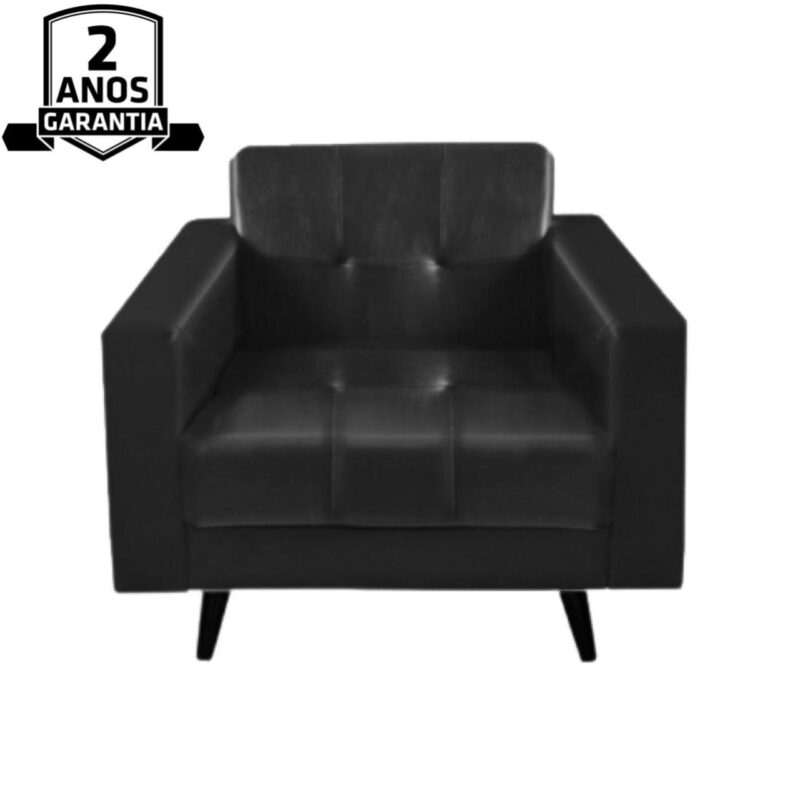 Poltrona para Escritório Roma 01 Lugar – Corino – Cor Preto – 60040 JL CADEIRAS 3