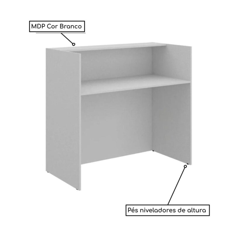 Balcão de Atendimento 0,90×0,60m – S/ Gavetas Cor Branco – 63095 JL CADEIRAS 2