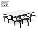 Mesa p/ Refeitório ESCAMOTEÁVEL 06 Lugares – MDP BRANCO DE 25 MM 50051 JL CADEIRAS 6