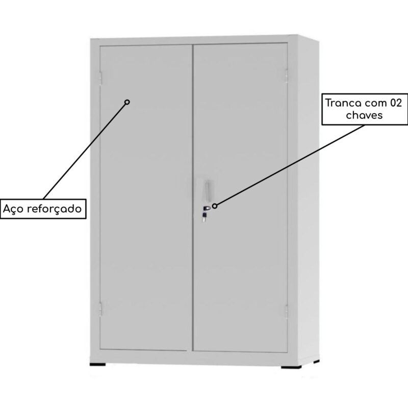 Armário de Aço com 02 Portas – PA 120 #22 (Reforçado) – NOBRE – 12105 JL CADEIRAS 5