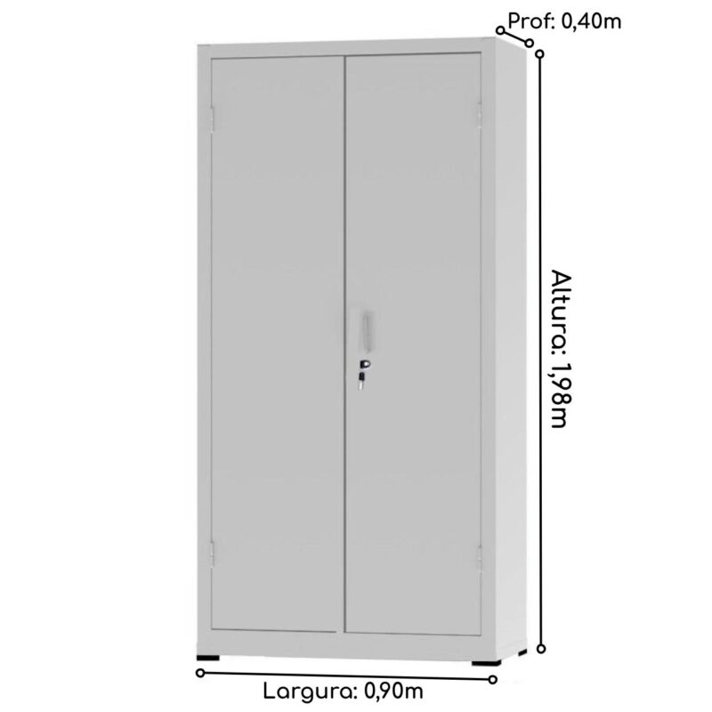 Armário de Aço PA 90 #26 1,98×0,90×0,40m – CZ/CZ – NOBRE – 12130 JL CADEIRAS 2