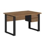 Mesa Escritório PÉ QUADRO 1,50×0,60m – C/ Gavetas – NOGAL SEVILHA/PRETO – 24473 JL CADEIRAS 6