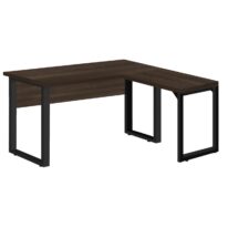 Mesa em L com PÉ QUADRO (Mesa 1,70m + Mesa Auxiliar) – S/ Gavetas MARSALA/PRETO – 25478 JL CADEIRAS