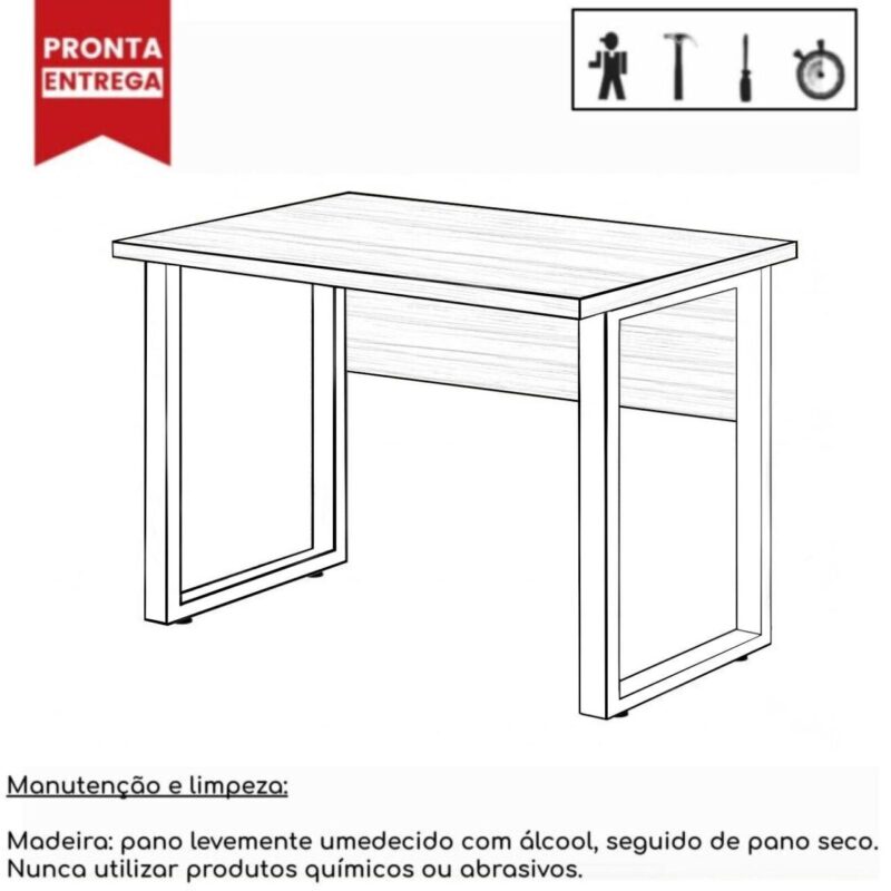 Mesa Escritório PÉ QUADRO – 1,20×0,60m – S/ Gavetas – MARSALA/PRETO – 25469 JL CADEIRAS 3