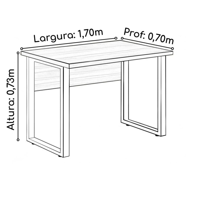 Mesa Escritório PÉ QUADRO 1,70×0,70m -S/ Gavetas – NOGAL SEVILHA/PRETO – 24474 JL CADEIRAS 4