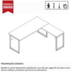 Mesa em L PÉ QUADRO (Mesa 1,70m + Mesa Auxiliar) – S/ Gavetas NOGAL SEVILHA/PRETO – 24478 JL CADEIRAS 6