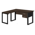 Mesa em L com PÉ QUADRO – (Mesa 1,70m + Mesa Auxiliar) – C/ Gavetas MARSALA/PRETO – 25479 JL CADEIRAS 7