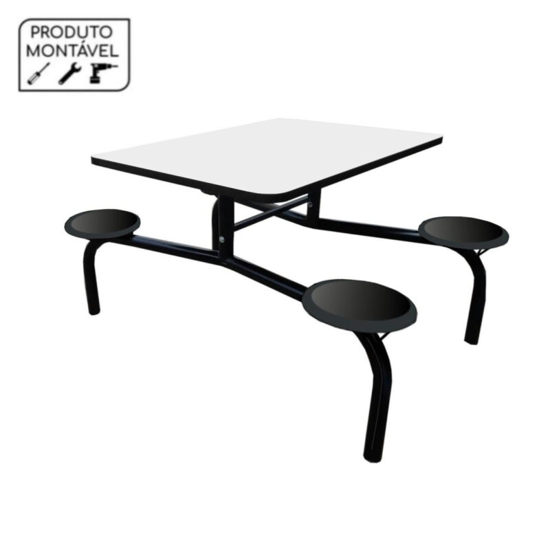 Mesa para Refeitório Fixo 04 Lugares MDP BRANCO DE 25 MM 50052 JL CADEIRAS 2