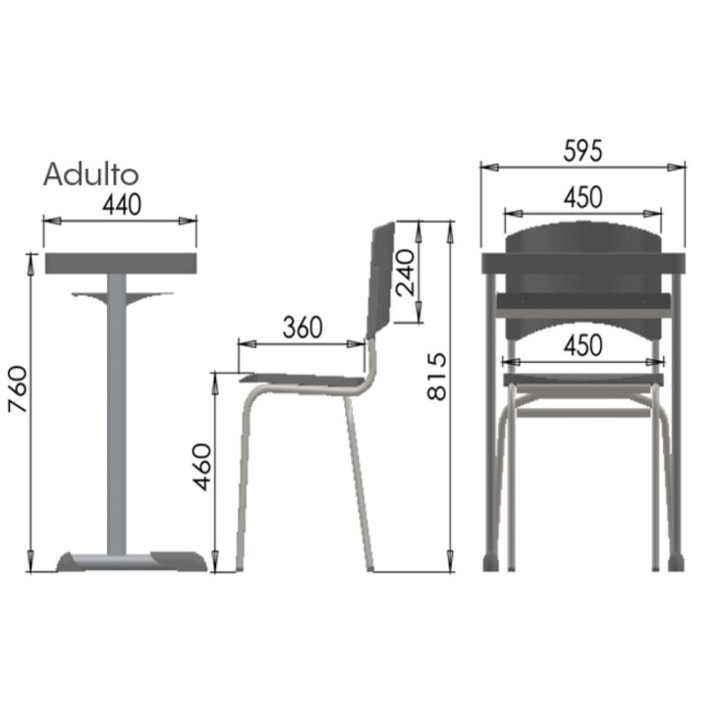 Kit Escolar Individual VERMELHO – (Mesa e Cadeira) – ADULTO – – COR VERMELHO – 40082 JL CADEIRAS 4