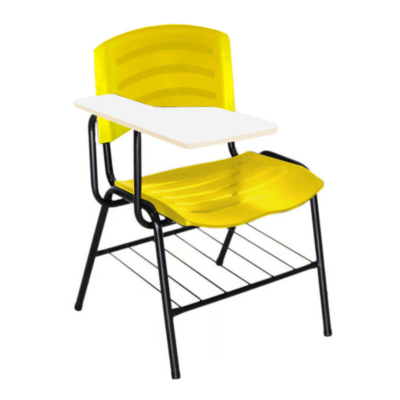 Cadeira Universitária Plástica com Prancheta MDF – COR AMARELO 34019 JL CADEIRAS