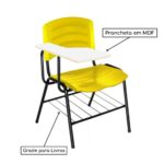 Cadeira Universitária Plástica com Prancheta MDF – COR AMARELO 34019 JL CADEIRAS 5