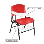 Cadeira Universitária Plástica com Prancheta MDF – COR VERMELHO 34017 JL CADEIRAS 5