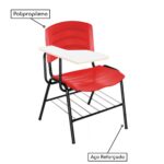 Cadeira Universitária Plástica com Prancheta MDF – COR VERMELHO 34017 JL CADEIRAS 6