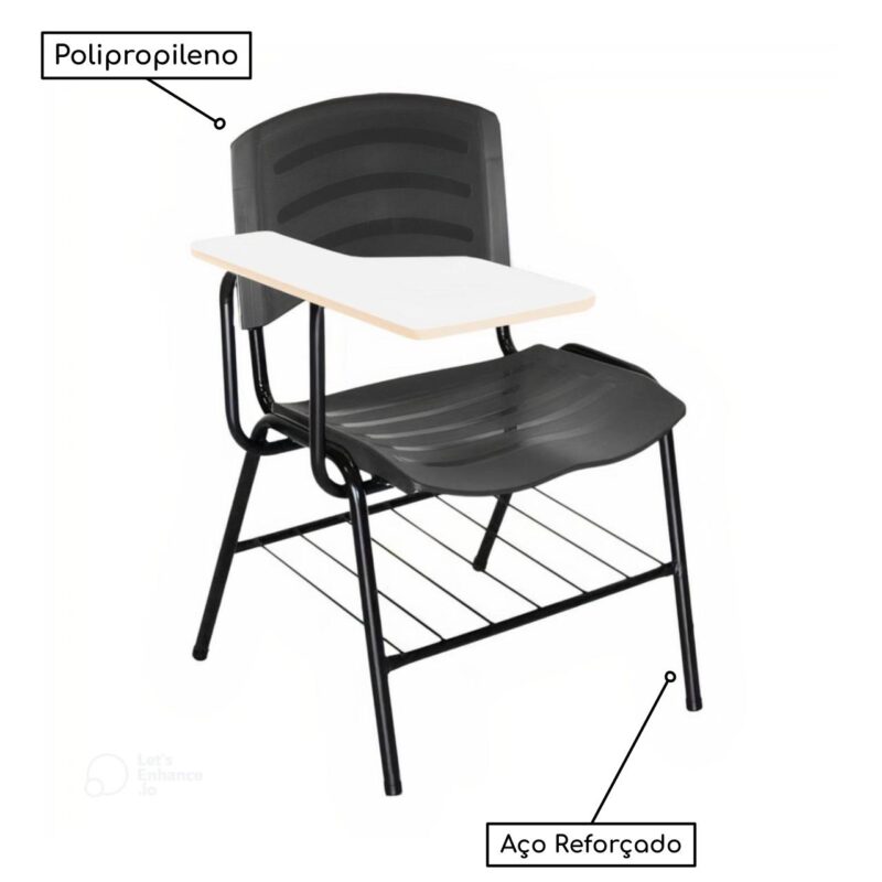 Cadeira Universitária Plástica Prancheta MDF – COR PRETO 34015 JL CADEIRAS 3